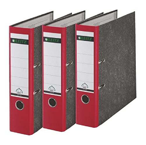 Leitz Qualitäts-Ordner 3er-Pack Wolkenmarmor-Papier A4 8 cm Rückenbreite Rot 310305025