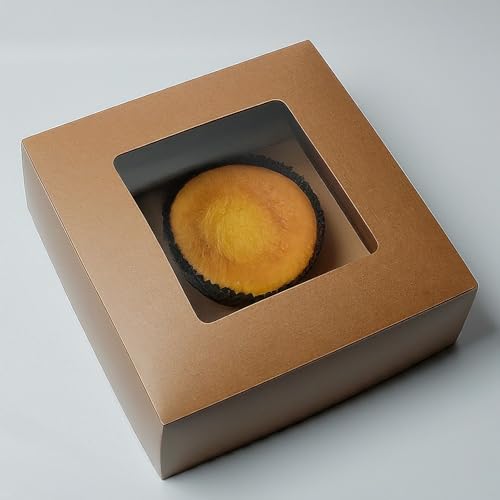 Tennessee IMPEX 25 Bakery/Cake Boxes, Clear Window, 8.5 x 8.5 x 3 Inches, Kraft, for Cakes, Cupcakes, Pies, Donuts, and Treats
