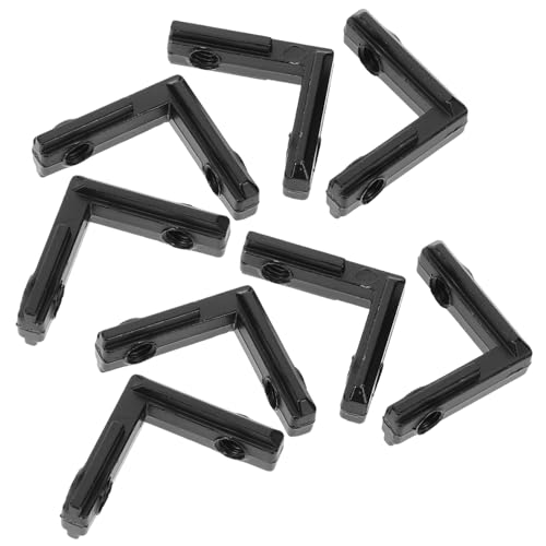 Angoily 20 Juegos Herrajes De Esquina Extensor Soportes De Seguridad Para Paneles De Cerca Soporte De Esquina De Perfil Corchetes Sujetadores De Extrusión Aleación De Zinc Black