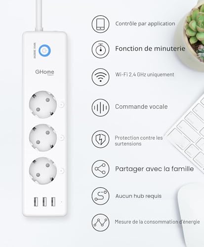 GHome Multiprise Connectée WiFi avec 3 Prises CA et - Prise en main et installation
