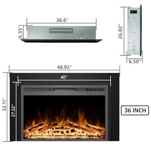 Kentsky Electric Fireplace Insert Dimensions