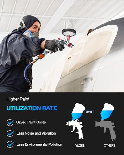 Image of YUZES HVLP Air Spray Gun Set with 10 Disposable Paint Cup 600cc, Easy to Use, Automotive Paint Gun with Air Compressor Water /Oil Separator, Paint Gun for Cars & Furniture DIY Painting(Red)