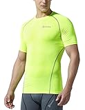 TSLA Men's UPF 50+ Quick Dry Short Sleeve Compression Shirts, Athletic Workout Shirt, Water Sports Rash Guard, BLM Edition Guard Neon Yellow, Large