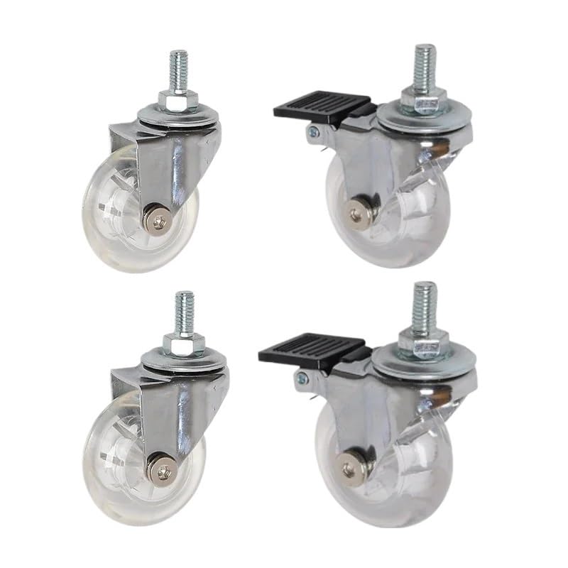 Roulettes pivotantes de 5 cm lot de 4 avec frein et tige filetée M8x15