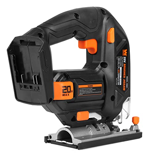 Image of WEN Cordless Jigsaw, Variable Speed with 20V Max 2.0 Ah Lithium Ion Battery and Charger (20661)