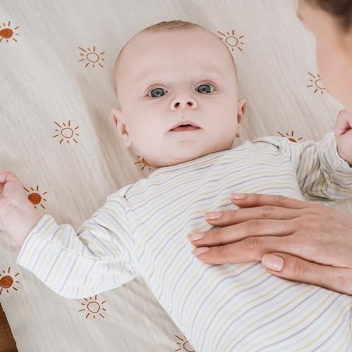 Image of Gllquen Baby Muslin Bassinet Sheets 3pk, Soft Cotton Baby Sheet 33x17 | Breathable Cozy Bassinet Mattress Sheet, Compatible with Halo Bassinest Swivel Sleeper, Snoo, Baby Delight, For Boys Girls