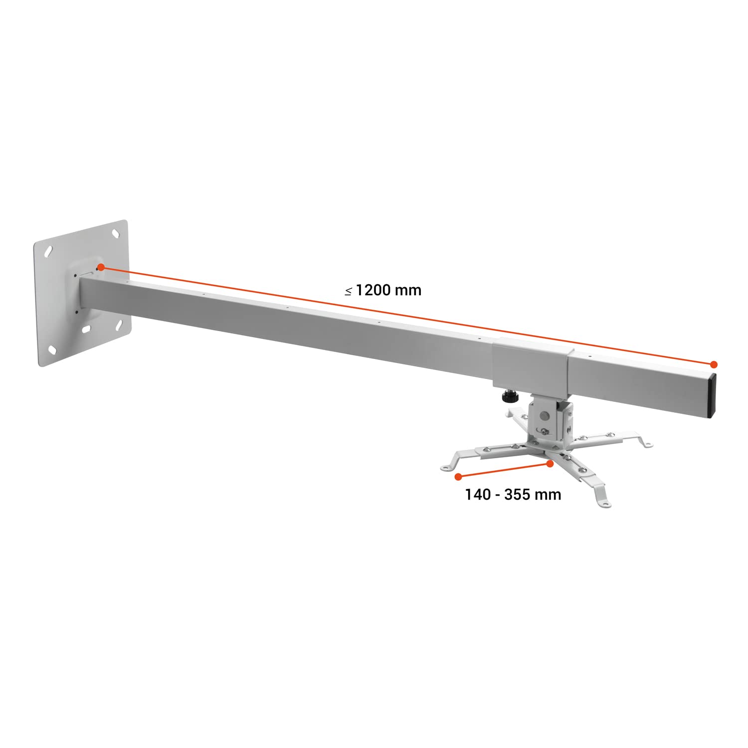 celexon Proyector Soporte de Pared MultiCelWM1200 - Blanco-Distancia de Pared de hasta 120 cm - hasta 15 kg - Giratorio e inclinable