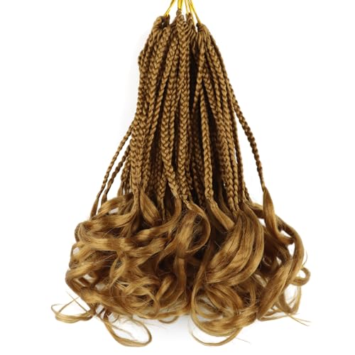 Color 27 French Curl Crochet Braids for Black Women 10 Inch 7 Packs Short Crochet Hair with Curly Ends Pre Looped French Curl Braiding Hair for Goddess Box Braids
