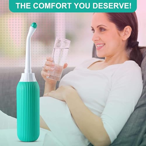 Image of UCRAVO 500ML Plastic Retractable Handheld Bidet Portable Antislip Angled Nozzle Spray Easy to use with Travel Bag Green Bottle for Toilet Jet Personal Hygiene Care Water Spray Bidet Multipurpose