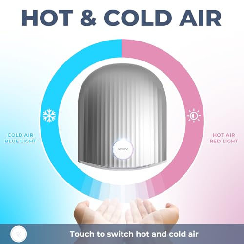 Sèche-mains à grande vitesse argent 110V compact avec lumière LED intégrée - 5