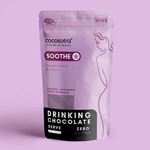 Image of Cocosutra SOOTHE - Sugar Free Drinking Chocolate Mix | For Feminine Health & Period Pain Relief | Gokhru, Shatavari & Berry Extracts | Vegan | Keto Friendly | Enjoy hot or cold | 200 g (Pack of 2)