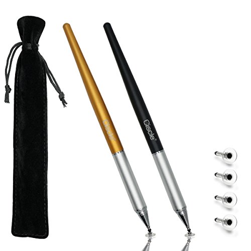 Ciscle Disc Stylus 2Pack Präzise Disc Styli mit 4 Ersatz-Disc-Spitzen Kompatibel mit kapazitiven Touchscreen-iPads, Tablets, iPhones, Samsung Galaxy Note / Tab und mehr (Schwarz + Gold)