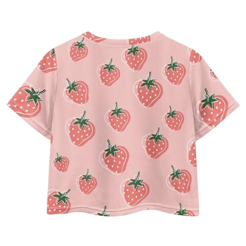 Image of Kids T Shirt Short Sleeve Crop Tops for Girls Summer Clothes Pullover Tees Shirt 5-14
