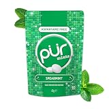 PUR Mints | Caramelle alla menta Senza Aspartame | Dolcificate con Xilitolo | Senza Zucchero, Vegane, Senza Glutine | Gusto Naturale Menta Verde | 65 Pezzi in Bustina Richiudibile (1 Confezione)