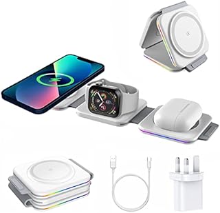 PINRUIGE Wireless Charger, 3 in 1 Wireless Charging Station Foldable Magnetic iPhone Charger Compatible with iPhone 14/13/12/11/Pro Max/SE/XR/XS Max/8 Plus/8, iWatch 8/7/6/SE/5/4/3/2, Airpods 2/3/Pro