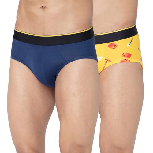 Image of Bummer Men's Printed Micro Modal Briefs Underwear | Ultra Soft & Breathable | Combo Pack of 2