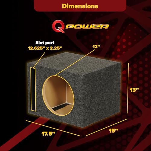 Q Power SBASS12VENTEDBOXED Qpower Qbass Dual Vented 12 Inch Heavy Duty Mdf Material Single Car Audio Subwoofer Enclosure Box thumb #6