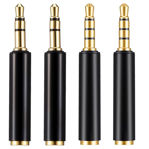 BOHUIZ 4 Pack 3.5mm TRS to TRRS Adapter Microphone Audio Converter TRRS to TRS Adapter for Cameras Computer