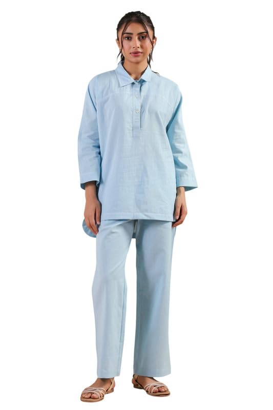 jisora Women's Blue Solid Cotton Co-ord Set-picture-39