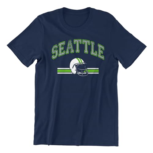 Seattle City Football Shirts Show Your Team Spirit with Short Sleeve Fan Shirt for Men T-Shirt, 2XL, Navy