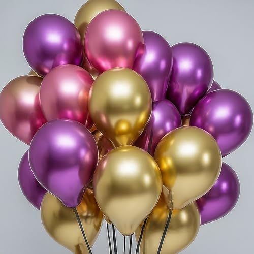 Image of AMFIN (Pack of 19) Happy Diwali Diya Shape Foil Balloon with Chrome Balloons - Multi