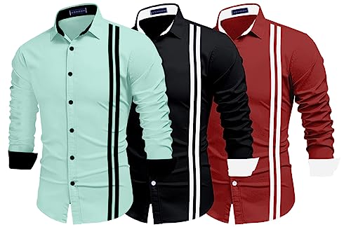 Image of Zombom Men's Striped Regular Fit Shirt