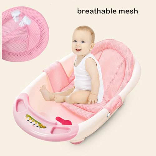 Image of Baby Bath Seat Support Net Infant Bathtub Mesh Cushion Newborn Baby Shower Lie Seat Toddler Bathing Breathable Mat Shower Pad for 0-18 Months