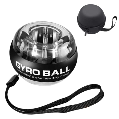 Image of Gyro Ball Wrist Strengthener - Auto Start Forearm Exerciser with Ergonomic Grip - Hand, Finger, Arm Workout for Fitness, Sports, Musicians & Rehab (Bag, Platinum Core, Lights, Black)