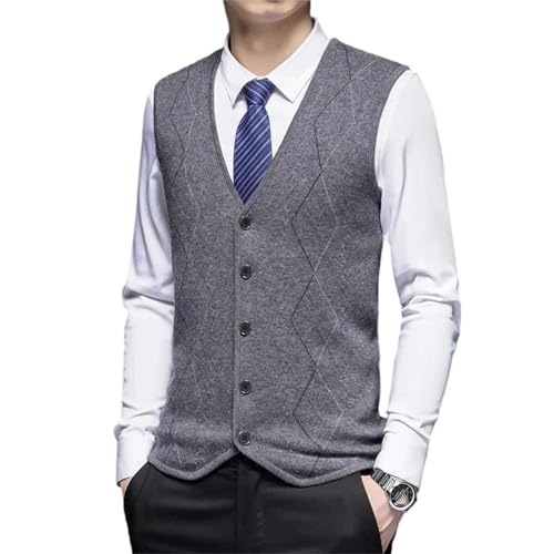 Men's Solid Wool Vest Office Meetings Daily Warm Stylish Suit Knitted Waistcoat