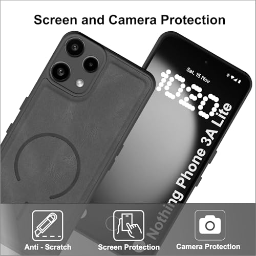 Image of SBMS Back Cover for Nothing Phone 3A Lite | Ultra Slim Soft Rubberised Hard Case | Oil Feel Soft Leather Back | Mag-Safe Design (Mag-Safe Not Support) | Camera Protection Case for Noth 3A Lite (Grey)