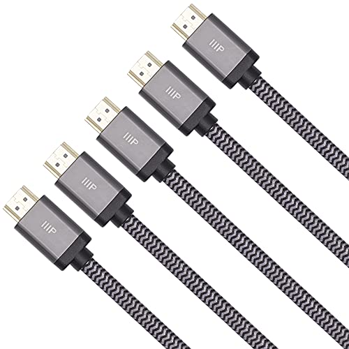 Monoprice 8K Certified Braided Ultra High Speed HDMI 2.1 Cable - 8K@60Hz, 48Gbps, CL2 In-Wall Rated, 30AWG, Dynamic HDR, Supports eARC, Compatible With the Latest Gaming Consoles, 15 Feet, Black/Gray by Monoprice - Image 2