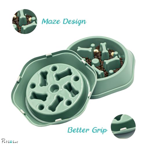 Image of Durable Slow Feeder Bowl for Dogs| Anti-Choke Non-Slip Pet Feeding Base and Easy to Clean| Dish Promotes Healthy Eating| Reduces Bloating and Digestive Issues| Interactive Maze Design (Green)