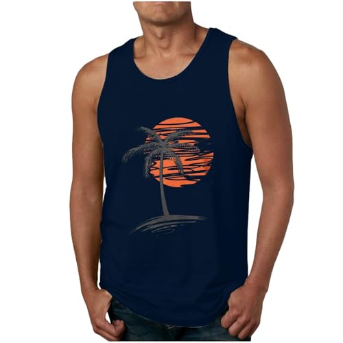 Image of Tank Top Men's Sports Gym Vintage Sports Top Lightweight Tank Top Quick-Drying Training Shirt Streetwear Sports Shirt Stretch Running Shirt Hawaiian Costume Men, darkblue, XL
