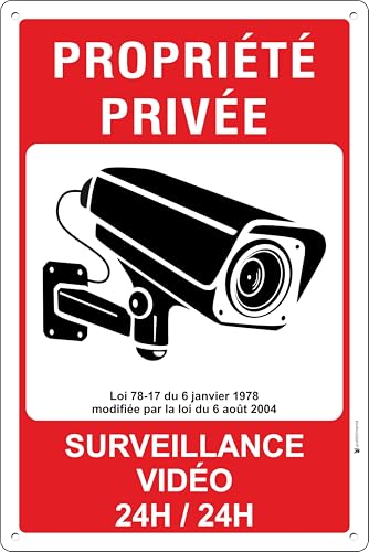 Pubblimania Propriété privée surveillance vidéo 24h/24h. Panneau en aluminium d'épaisseur 3mm (Cm 20x30)
