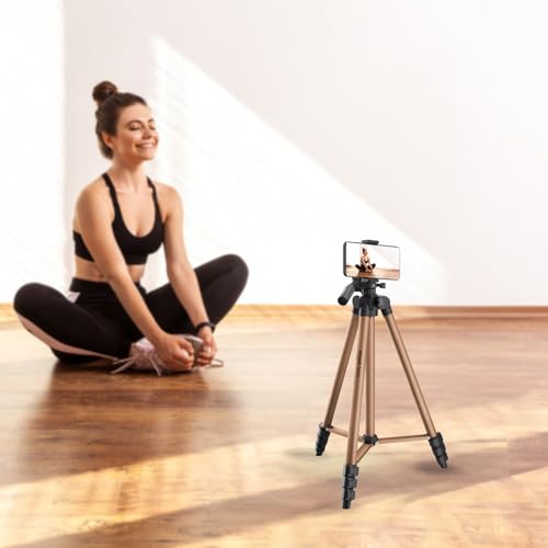 AMAZONBASICS Lightweight 41-134cm Tripod with Mobile Holder & Carry Bag | for All Camera/Go pro/Smartphones| Copper 7 41e1X3JYfOL