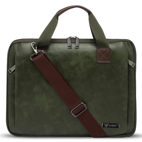 Image of VISMIINTREND Laptop Briefcase Messenger Shoulder Office Hand Bags for Men Women | Fits 13 inch /14 inch /15.6 Inch Laptops, Macbook | Vegan Leather | Corporate Gifts