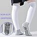 Kids Grip Soccer Socks Boys Knee High Socks Girls Soccer Non Slip Sock Football Baseball Softball Sports 10-12 Years Youth 3 Pairs (Black+Blue+White, L)