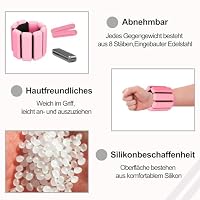 Tragbare Gewichtsmanschetten, 2 Stück Verstellbare Handgelenkgewichte, 4 lb Handgelenk Gewichte Set, Knöchelgewichte, Tragbares Handgelenk, Silikon Fitness Gewichte, für Joggen, Yoga, Aerobic(Rosa) – Ansicht 3
