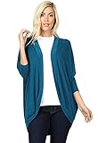 12 Ami 3/4 Sleeve Jersey Knit Cocoon Wrap Pocket Long Cardigan Teal XL