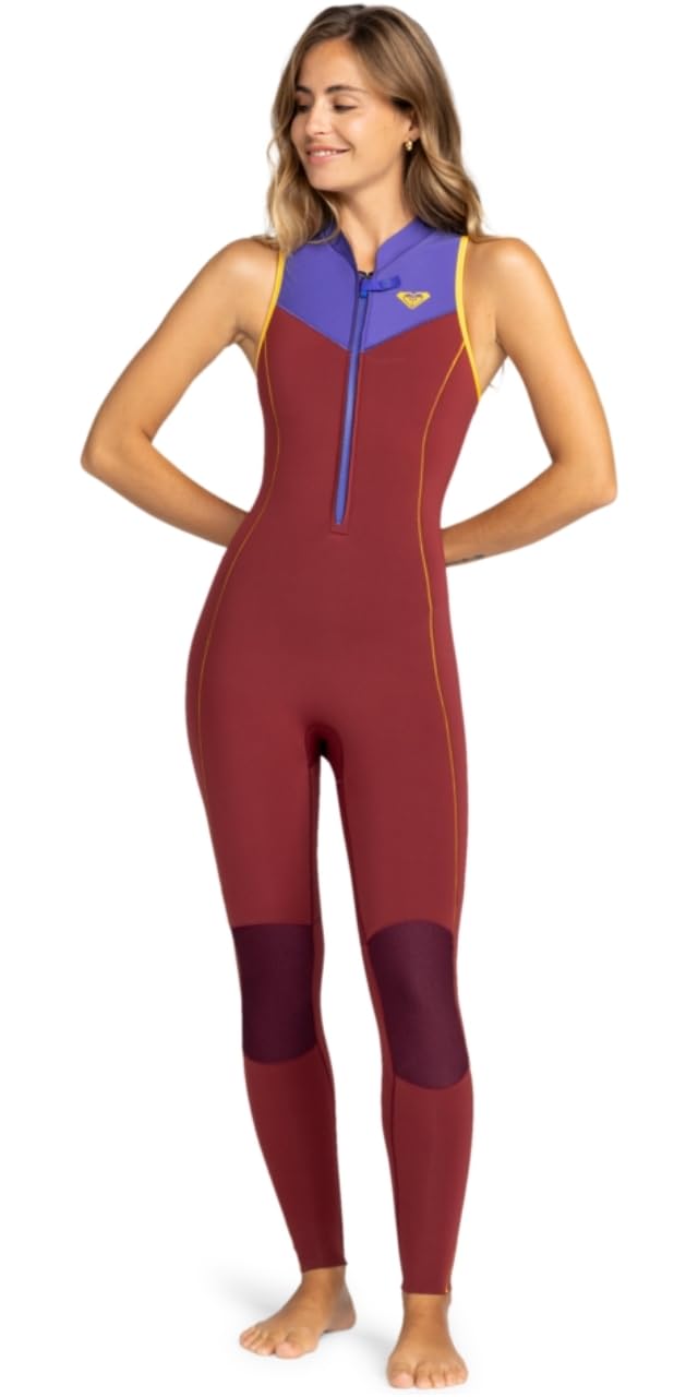 Roxy 2025 Rise Jane - Traje de neopreno con cremallera frontal para mujer, 1.5 mm, granada
