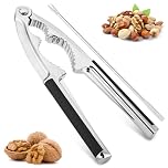AUAUY 1 PCS Nutcracker, Multifunctional Nut Cracker, Heavy Duty Nut Crackers with Non-Slip Handle and Fork, Nut Opener Tool for Walnut Hazelnut Almonds Pecan Pistachios Seafood (Black)