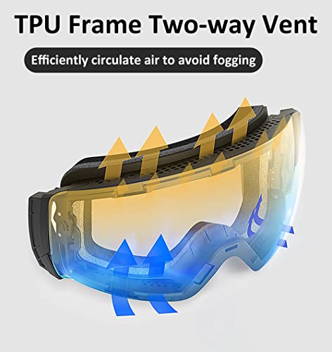 Copozz Polarized Ski Goggles Set, S3 Upgrade Otg Magnetic Snowboard Goggles Uv Protection Skiing Goggles For Youth Men Women (Blue Lens Black Frame- Vlt: 16.5%) #TOP3