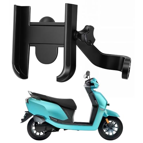 Image of Metal CNC Mobile Holder for Scooter, Scooty & Motorcycle Compatible for Ampere Nexus, Mirror Mount, 360 Rotation, Strong Anti-Slip Grip, Wide Adjustable Fit for All Smartphones (Black)