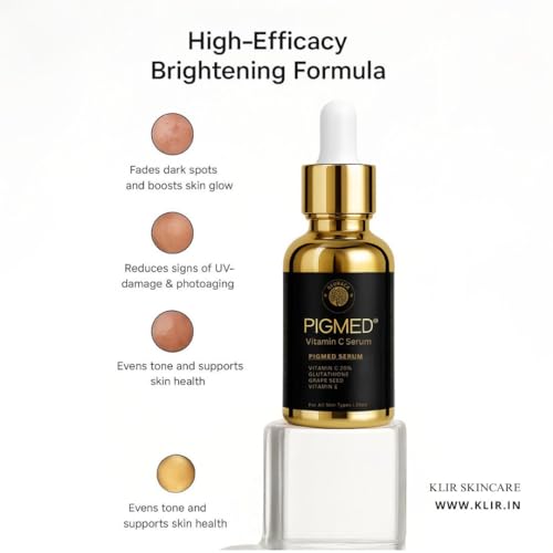 Image of Pigmed 20% Vitamin C Serum with Glutathione, Hyaluronic Acid - 25ml | Skin Brightening, Anti-Aging, Pigmentation Removal | For Men & Women | Pack of 2