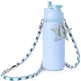 ChugJug Insulated Water Bottle 32 oz with Strap, Leak-Proof Stainless Steel Water Bottle with Flip Straw & Spout Lid, BPA-Free, Reusable Cute Metal Water Bottles for Women & Girls, Keeps Drinks Cold