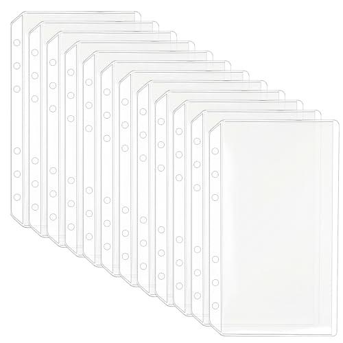 12 Pcs Budget Envelopes, A6 Binder Pockets Clear PVC Binders A6 Binder Inserts 6 Holes Zipperless Side Open for Cash Budgeting Photos