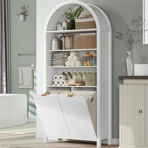 Loomie Tilt-Out Laundry Hamper Cabinet with Shelves