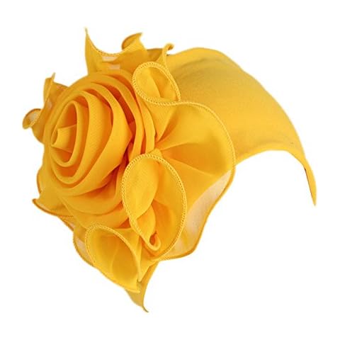 Doingshop Ruffle Chemo Turban Headband Scarf Beanie Cap Hat for Cancer Patient(Yellow) Cover