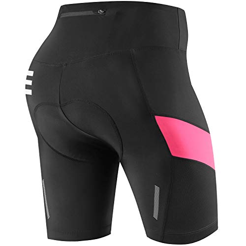 NOOYME Women's Bike Shorts 3D Padded Cycling Short with Ride in Color Design Cycling Shorts with Back Pocket (Small Rose Pink)