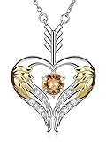PLATO H Angel Arrow Guardian Love Heart Wing Necklace Lucky Stone Pendant for Women Teen Girls Mom G